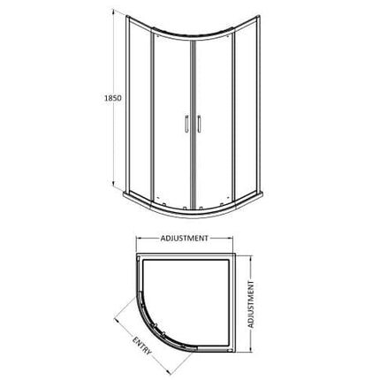 800mm Quadrant Enclosure Satin Chrome Bathrooms at Unit 5 