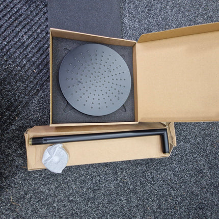 Aria Round Shower Head & Wall Arm Matt Black Shower Head No Code 