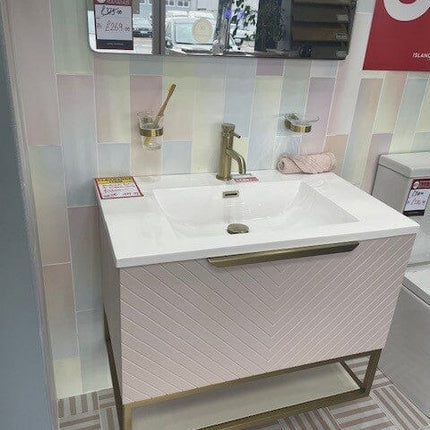 Chevron 800 Vanity Unit Including Basin and Brushed Brass Shelf Clearance Vanity Unit Scudo 