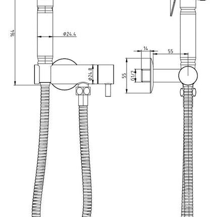 Douche Brass Shower Spray Kit with shut off valve and hose Exposed Shower Bathrooms at Unit 5 