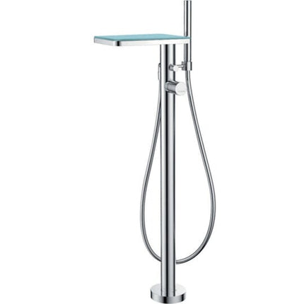 Flova Annecy Glass Shelf Floor Standing Bath Shower Mixer Bath Taps Flova 