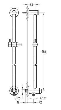 Flova Levo Slide Rail Kit GoClick On/Off Control,3- Function Handset & Hose Slide Rail Kit Just Taps 