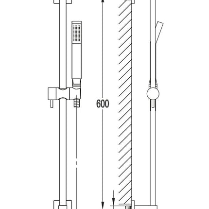 Flova Str8 Slide Rail Kit With Integral Wall Outlet Shower Rail Kit Flova 