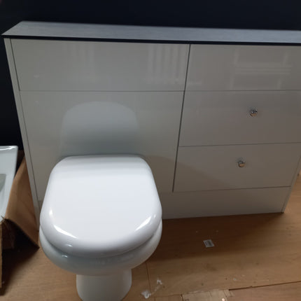 Gloss White Fitted Furniture Set Including Toilet & Basin Vanity Unit IQU 