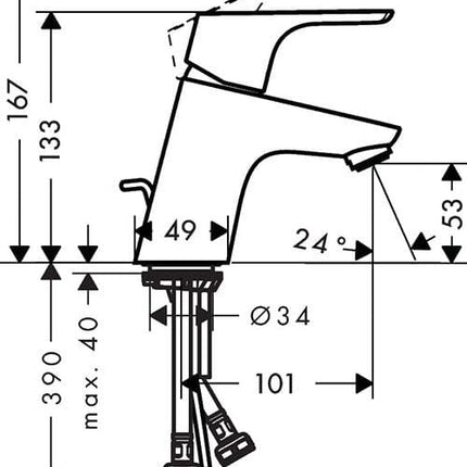 Hansgrohe Focus Single Lever Basin Mixer 70 LowFlow 3.5 l/m Without Waste Basin Taps Hansgrohe 