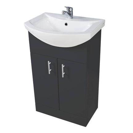Lanza 650 Double Door Vanity Unit & Basin - Anthracite Clearance Vanity Unit Bathrooms at Unit 5 