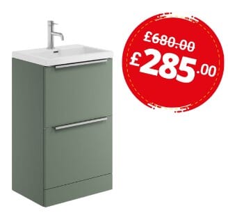 Nero 500 Floorstanding Vanity Unit with Ceramic Basin 2 Colours Clearance Vanity Unit Bathrooms at Unit 5 Matt Green 