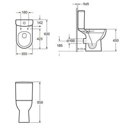 Siena Comfort Height c/c Toilet inc Soft Close Seat Toilet Bathrooms at Unit 5 