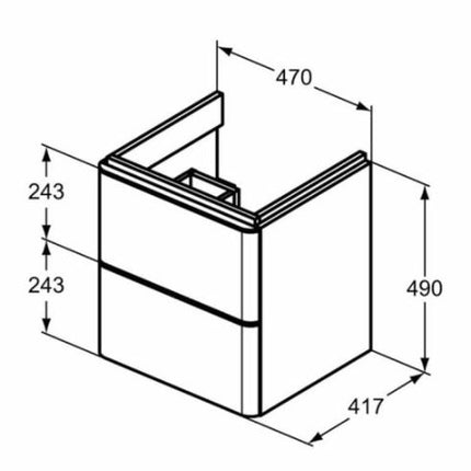 Strada II 500 Wall Hung Washbasin Unit and Basin Clearance Vanity Unit Ideal Standard 