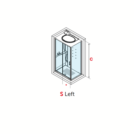 Novellini Eon 2P Multi Function Shower Cubicle - Hammam Chromo light Left Hand Shower Door Novellini 