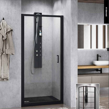 Novellini ZEPHYROS G Black Pivot Door 760 Shower Door Island Bathrooms 